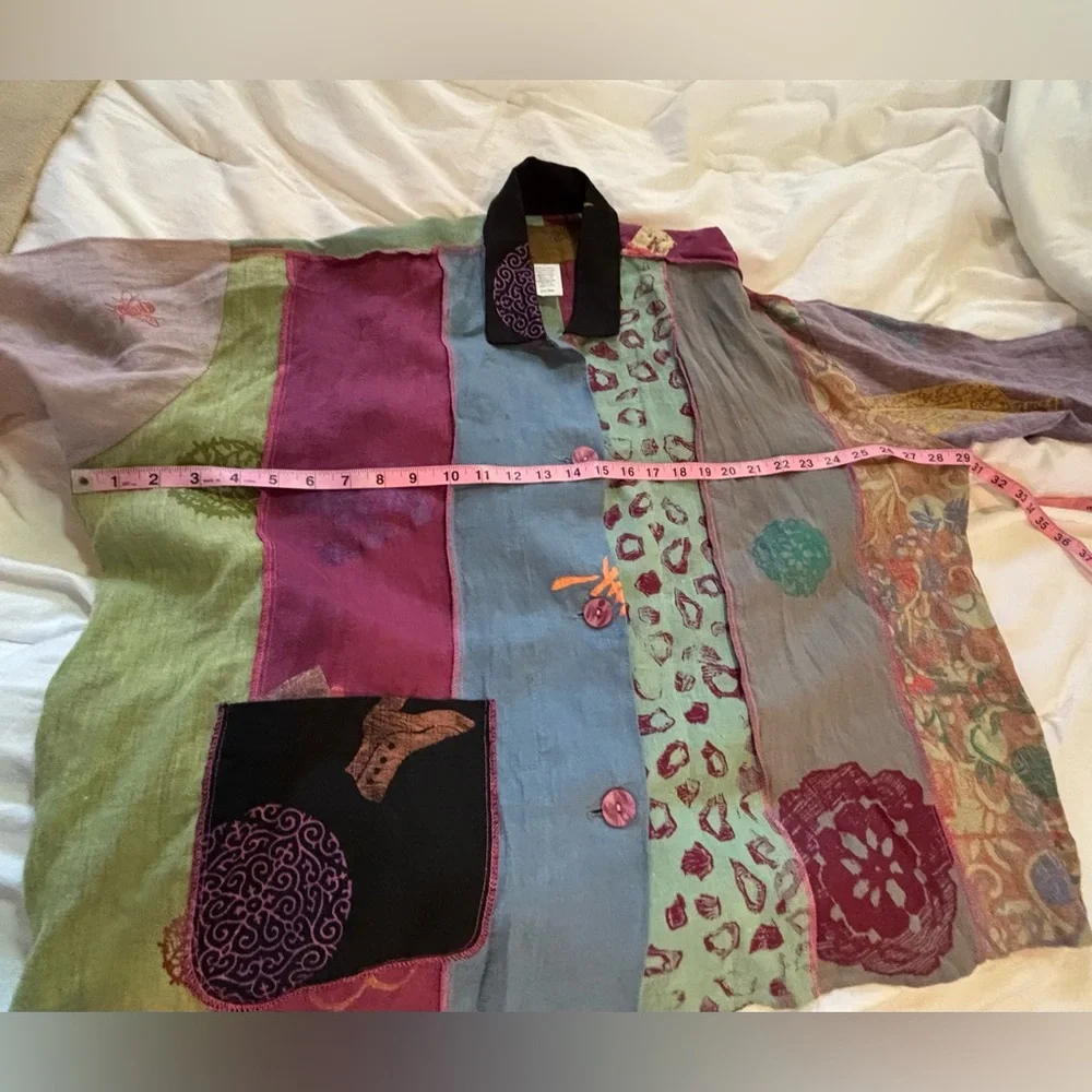 SCRAMBLE Multicolor Patchwork Button Down Shirt - Picture 14 of 15